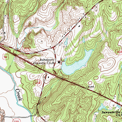 Topographic Map of Asheboro Country Club, NC