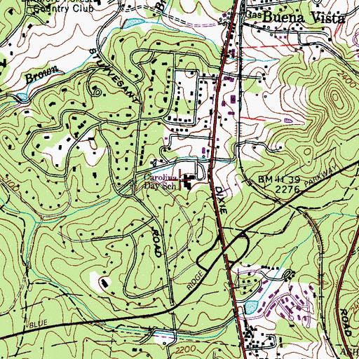 Topographic Map of Asheville Country Day School, NC