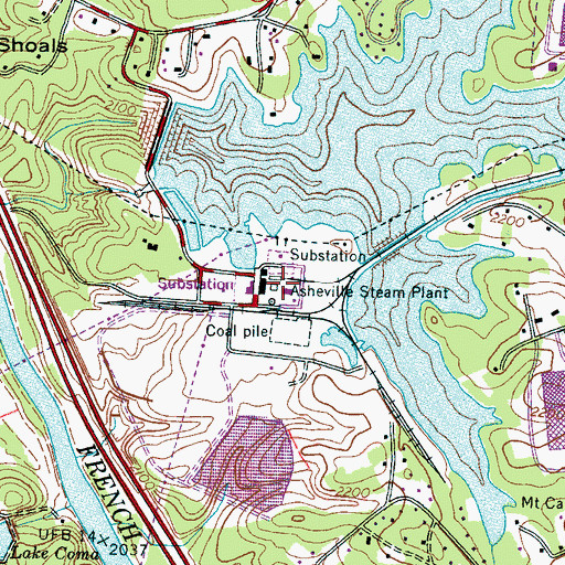 Topographic Map of Asheville Steam Plant, NC