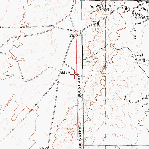 Topographic Map of Red Mesa, AZ