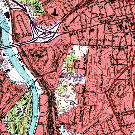 Topographic Map of Aston Park, NC