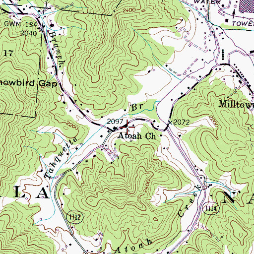 Topographic Map of Atoah Church, NC
