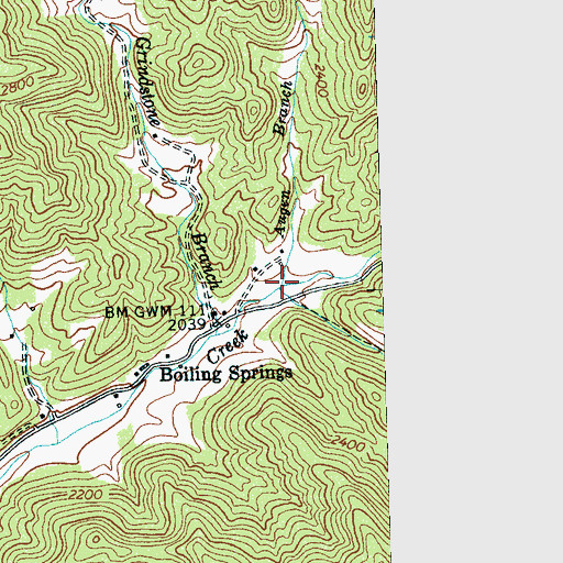 Topographic Map of Augen Branch, NC
