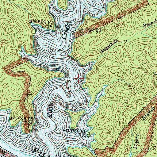 Topographic Map of Augerhole Branch, NC