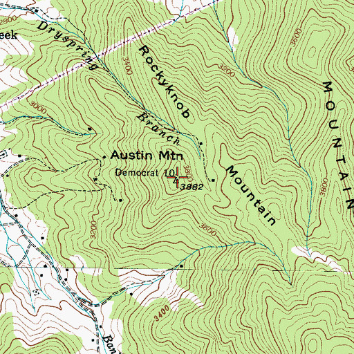 Topographic Map of Austin Mountain, NC