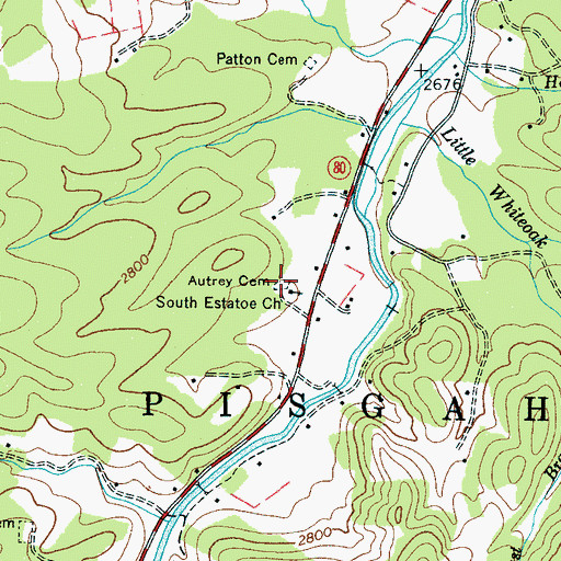 Topographic Map of Autrey Cemetery, NC