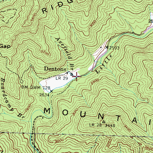 Topographic Map of Axefield Branch, NC