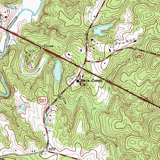 Topographic Map of Back Creek Church, NC
