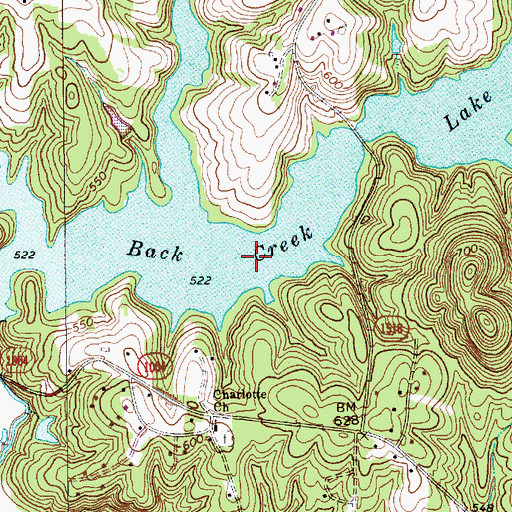 Topographic Map of Back Creek Lake, NC