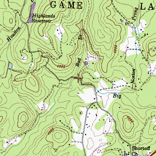 Topographic Map of Bad Branch, NC