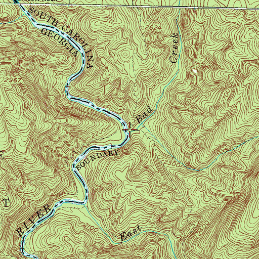 Topographic Map of Bad Creek, SC