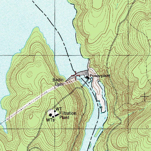 Topographic Map of Badin Dam, NC
