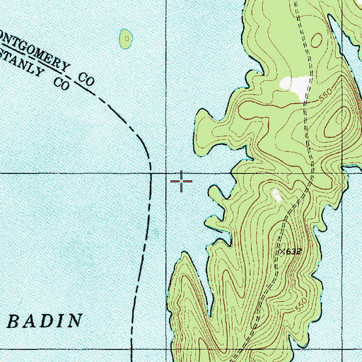 Topographic Map of Badin Lake, NC