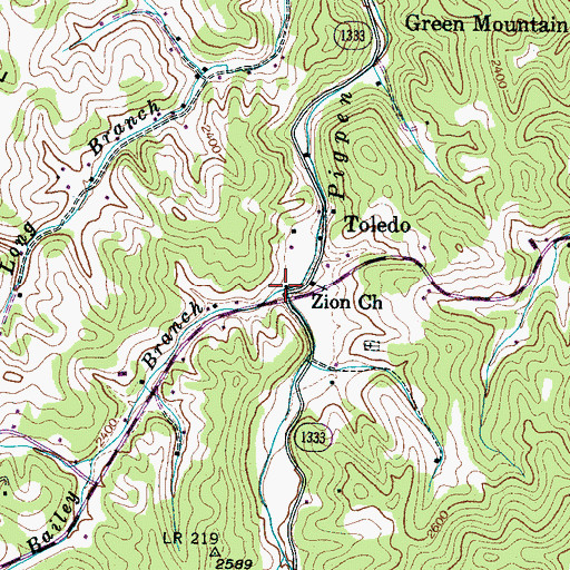 Topographic Map of Bailey Branch, NC