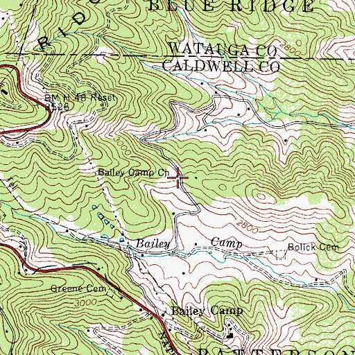 Topographic Map of Bailey Camp Church, NC