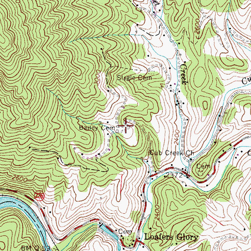 Topographic Map of Bailey Cemetery, NC