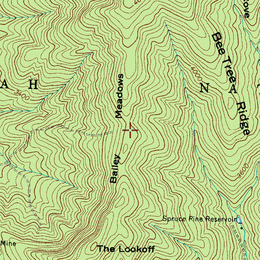 Topographic Map of Bailey Meadows, NC