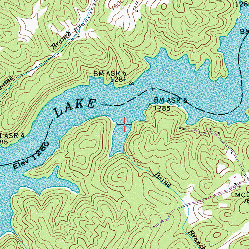 Topographic Map of Baine Branch, NC