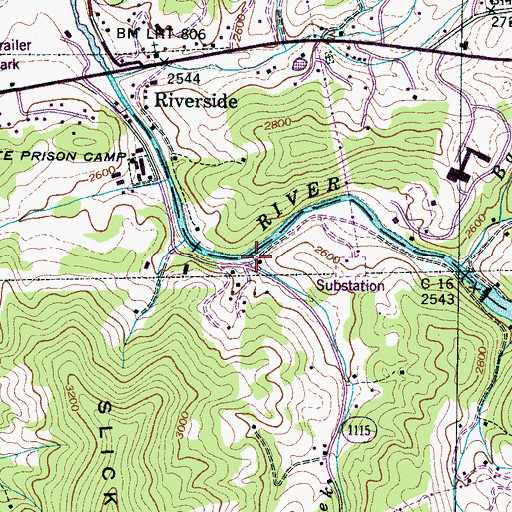 Topographic Map of Baker Creek, NC