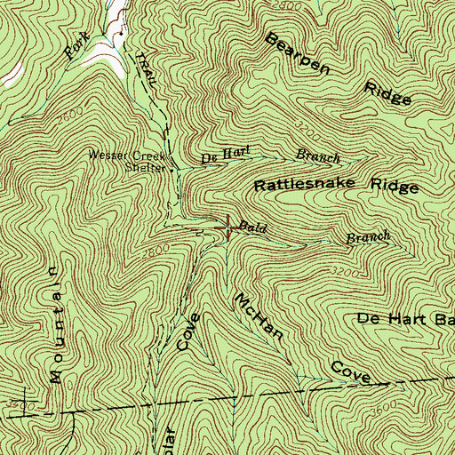 Topographic Map of Bald Branch, NC