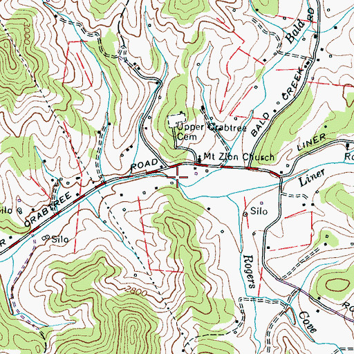 Topographic Map of Bald Creek, NC