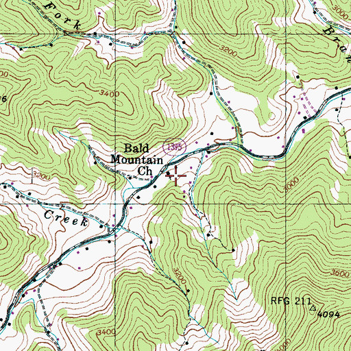 Topographic Map of Bald Mountain Church, NC