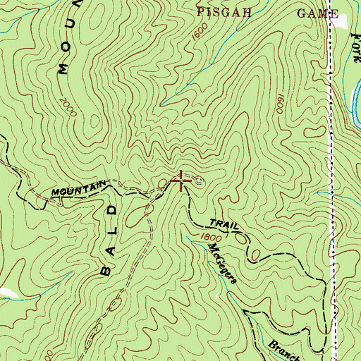 Topographic Map of Bald Mountain Trail, NC