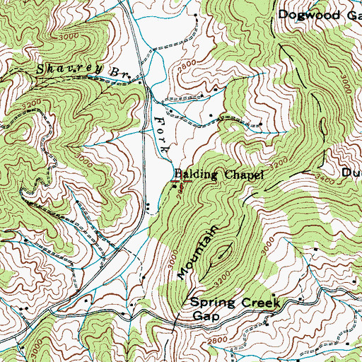 Topographic Map of Balding Chapel, NC
