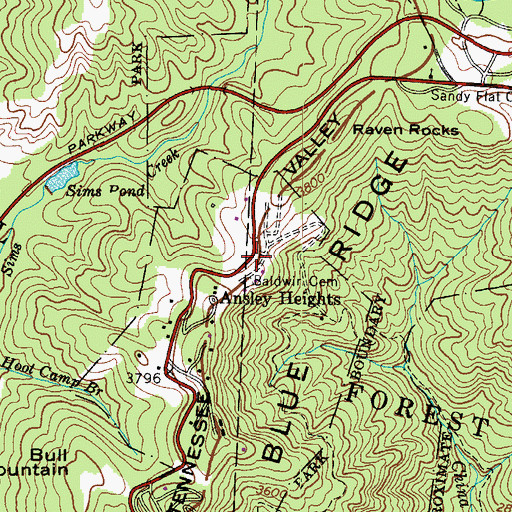 Topographic Map of Baldwin Cemetery, NC