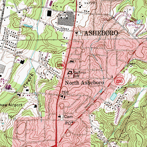 Topographic Map of Balfour School, NC