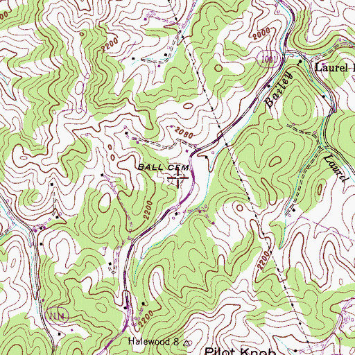 Topographic Map of Ball Cemetery, NC