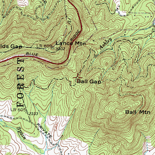 Topographic Map of Ball Gap, NC