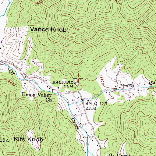 Topographic Map of Ballard Cemetery, NC