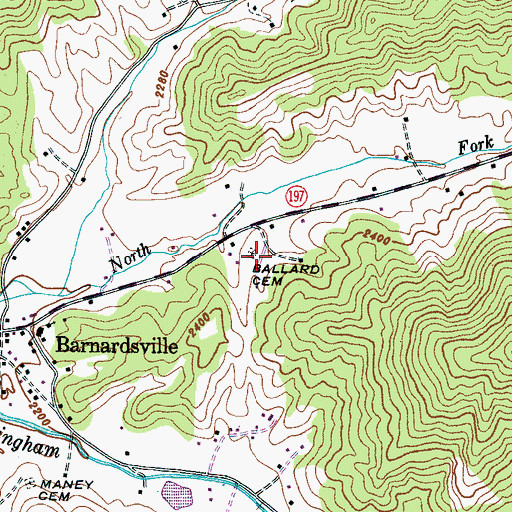 Topographic Map of Ballard Cemetery, NC