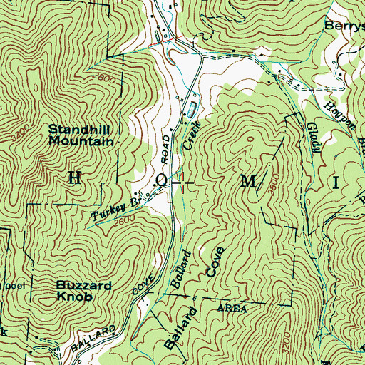 Topographic Map of Ballard Cove, NC