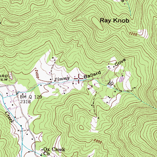 Topographic Map of Ballard Cove, NC