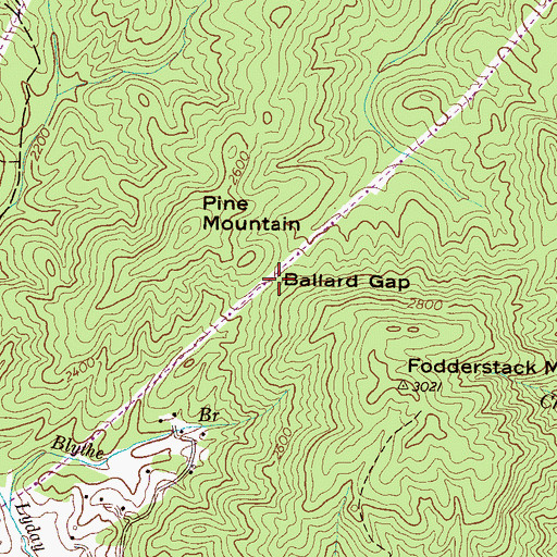 Topographic Map of Ballard Gap, NC