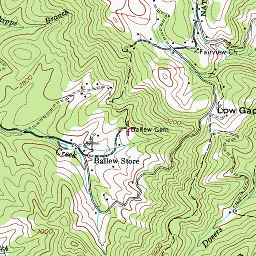Topographic Map of Ballew Cemetery, NC
