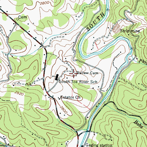 Topographic Map of Ballew Cemetery, NC