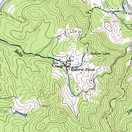 Topographic Map of Ballew Store, NC