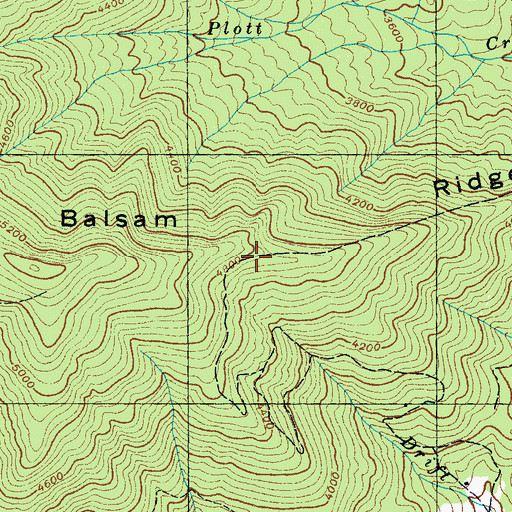 Topographic Map of Balsam Ridge, NC