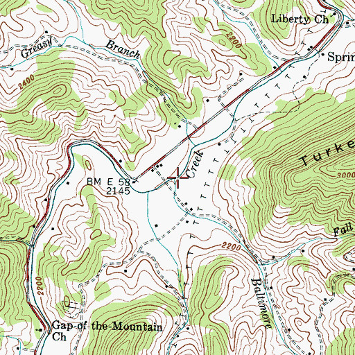 Topographic Map of Baltimore Branch, NC