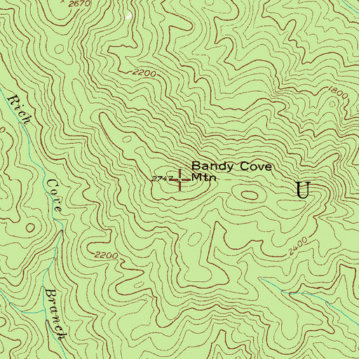 Topographic Map of Bandy Cove Mountain, NC