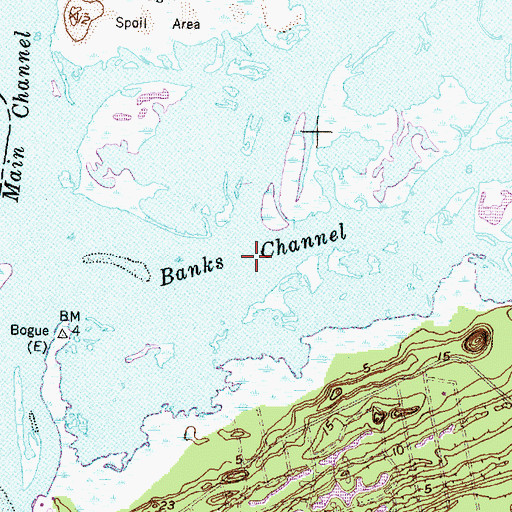 Topographic Map of Banks Channel, NC