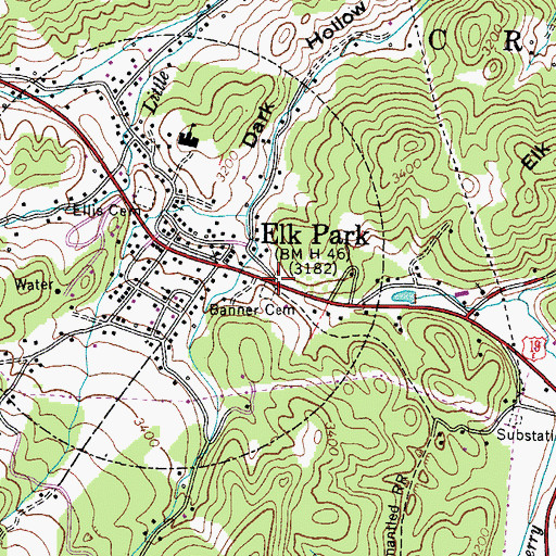 Topographic Map of Banner Cemetery, NC