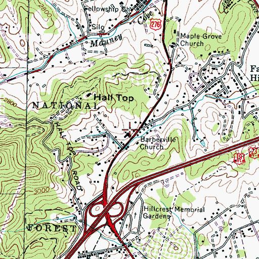 Topographic Map of Barberville Church, NC