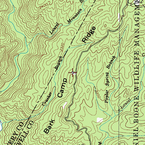 Topographic Map of Bark Camp Ridge, NC