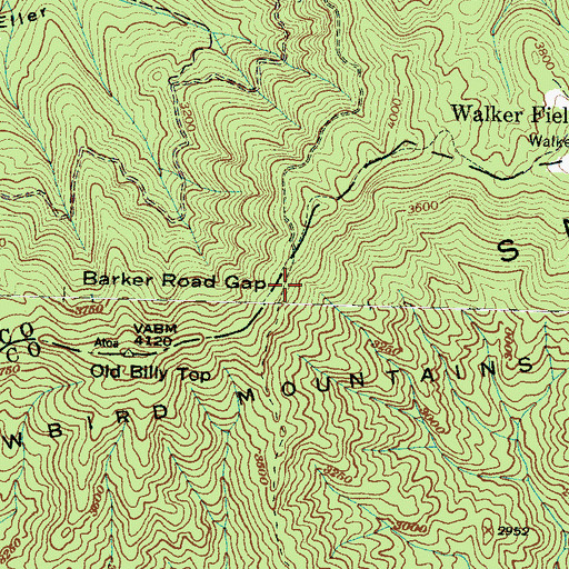 Topographic Map of Barker Road Gap, NC