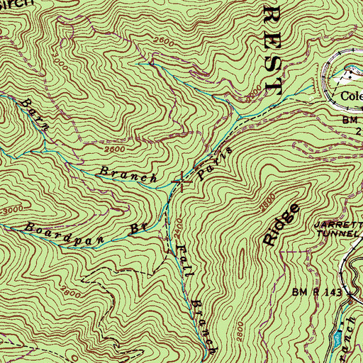 Topographic Map of Barn Branch, NC