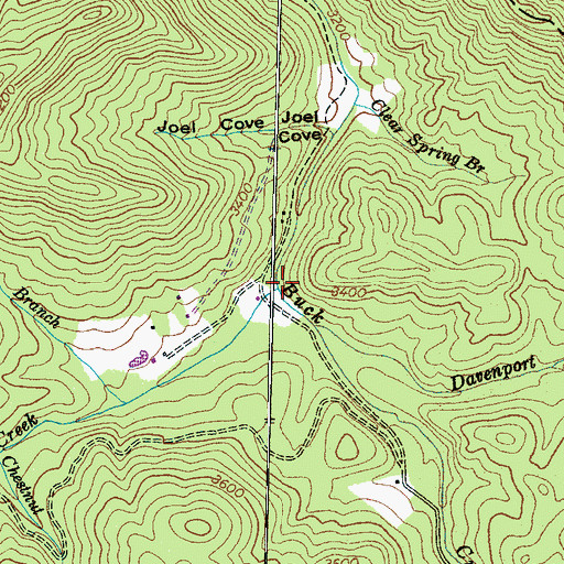 Topographic Map of Barnards Creek, NC